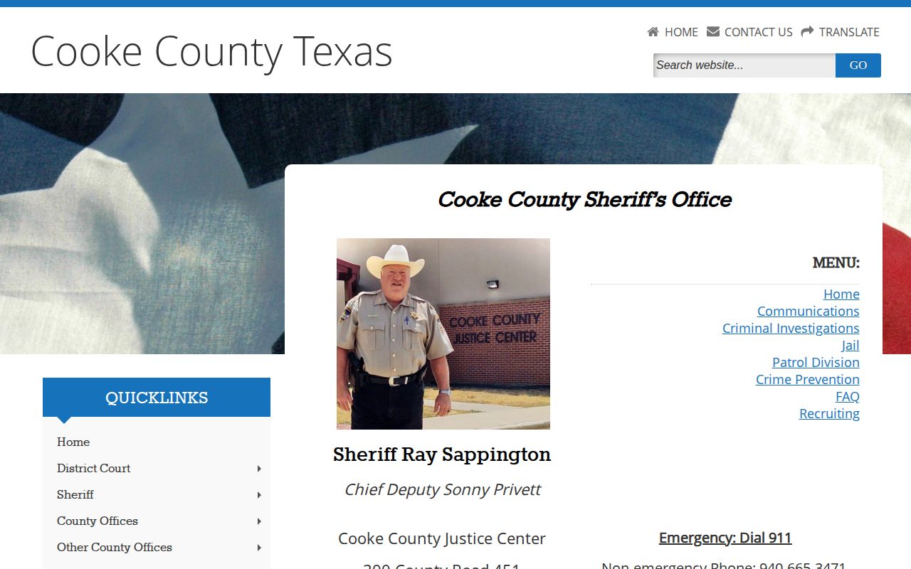 Cooke County Sheriff official booking-record source
