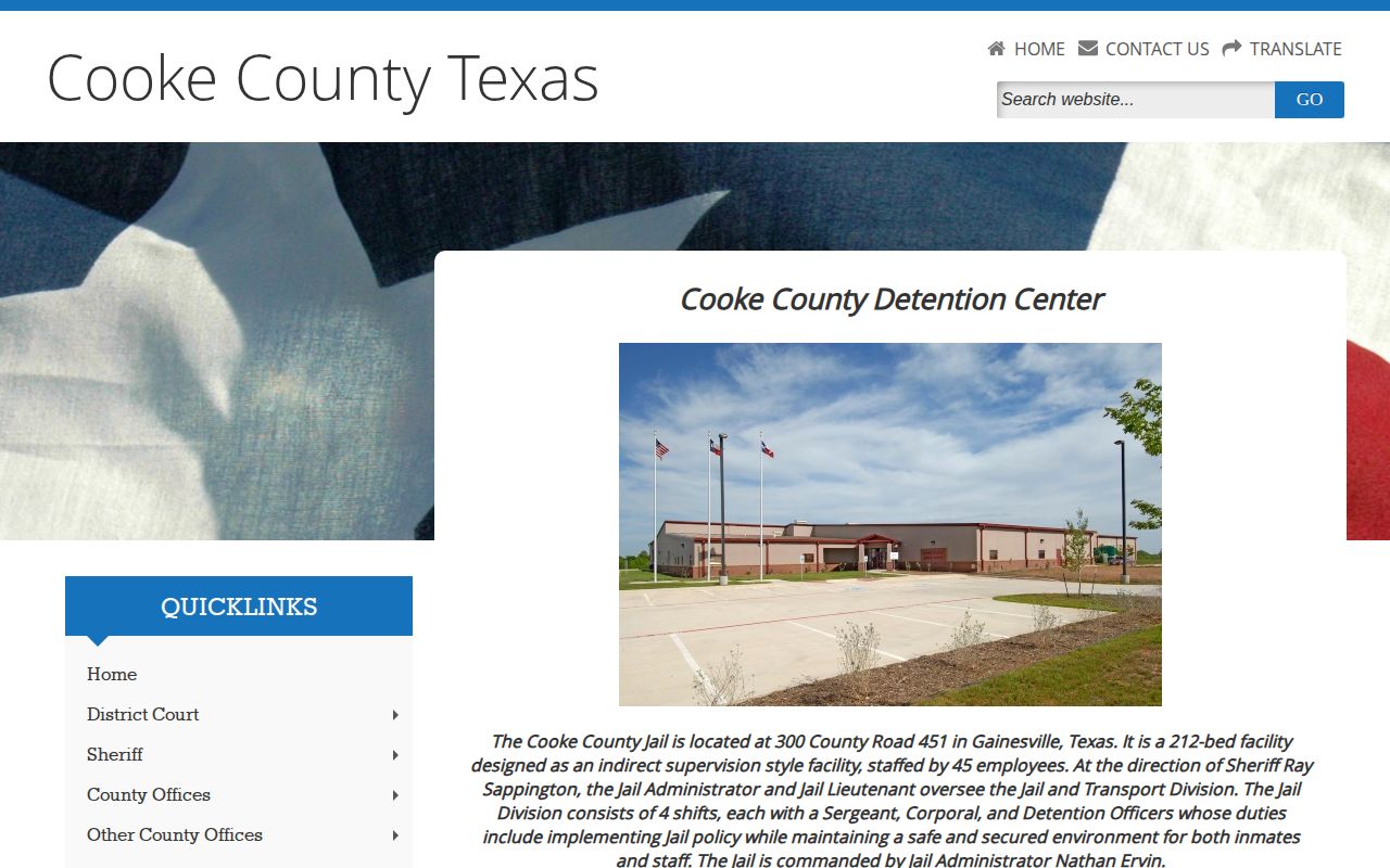 Cooke County Detention Center official custody-record source
