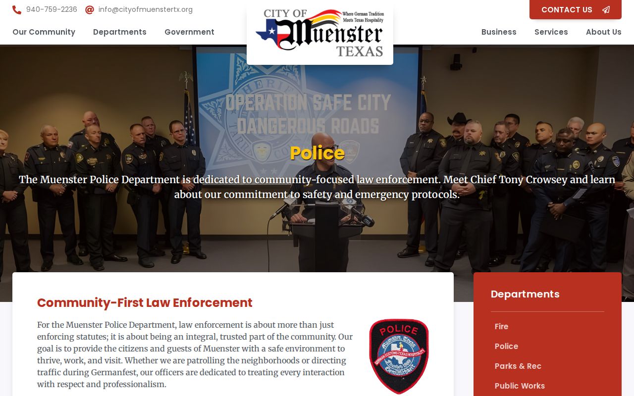 Muenster, Cooke County Texas police and arrest-record source